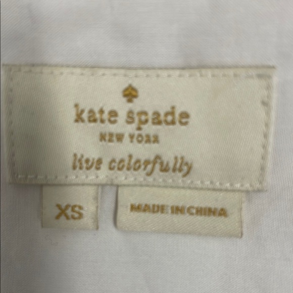 Kate Spade White Blouse Bell Sleeve Peplum Black Embroidery Size XS - Picture 10 of 10